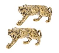 WEKAMOS 2pcs Antique Style Copper Tiger Pendant DIY Craft Keychain Bag Hanging Decor Unique Animal Ornaments Home Decoration Chinese Year Tiger