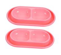WEKAMOS 2pcs Antitip Dual Pet Feeder Bowls with Sturdy Base for Puppies and Cats Portable Pink Plastic Feeding Station for Food and Water Keeps Ants Away and Prevents Spills