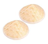 WEKAMOS 2pcs Boys and Girls Bamboo Woven Hats for Painting Crafts Colorful Classroom Decoration and Hanging Hat Ornaments
