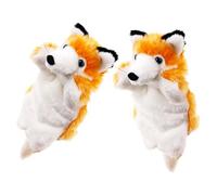 WEKAMOS 2pcs Brown Plush Fox Hand Puppets, Soft Stuffed Animal Puppet for Interactive Role Play and Storytelling, Imaginative Play Gift for Boys