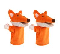 WEKAMOS 2pcs Cartoon Fox Hand Puppets, Small Plush Animal Hand Puppet, Parent Interactive Play