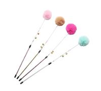 WEKAMOS 2Pcs Cat Teaser Stick with Plush Balls and Ring Bells Interactive Pet Supplies for Indoor Cats Anti-skid Handle Colorful Kitten Teasing in Pink and Brown for Play and Activity