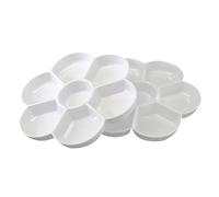 WEKAMOS 2pcs Ceramic-effect Painting Palette and Watercolor Tray Set for Artists, Plum Blossom Shape, Sturdy Art Paint Mixing Palette for Watercolor and Gouache Painting in Studio or Classroom Use