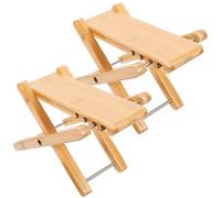 WEKAMOS 2pcs Folding Bamboo Toilet Stool for Adults, Squatting Footstool Bathroom Step Stool for Home Toilet Assistance, Compact Portable Footrest for Improved Bathroom Posture