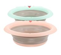 WEKAMOS 2pcs Folding Wash Basins for Baby with Adorable Cartoon Design, Made of Pp and Silicone, Small Portable Wash Basins Convenient to Use, for Camping and Fruit Washing