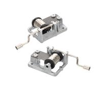 WEKAMOS 2pcs Hand Crank Music Box Mechanism Silver Metal DIY Compatible 8 Tone Movement for Musical Boxes Crafting and Present Making