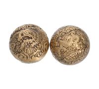 WEKAMOS 2pcs Hand Fitness Balls Vintage Brass Hand Exercisers with Dragon Phoenix Pattern for Finger Strengthening Stress Relief and Rehabilitation Training