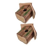 WEKAMOS 2pcs Hanging Bird Nesting Boxes for Outside Weather Resistant Natural with Tree Bark Finish Rustic Outdoor Garden Decor for Hummingbirds and Songbirds