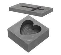 WEKAMOS 2pcs Heart Shape and Cross Design Graphite Casting Ingot Molds for Silver Copper Metal Jewelry Crafting