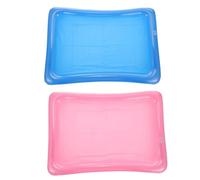 WEKAMOS 2pcs Inflatable Pool Floating Drink Serving Tray Ice Holder Cooler for Summer Party PVC Water Floating Storage Tray in Blue and Rose Red Easy Inflation and Portable Design