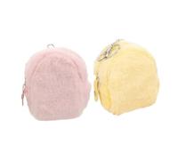 WEKAMOS 2pcs Kawaii Plush Coin Purse for Mini Soft Wallets with Keychain Cute Earphone Storage Bag Small Cartoon Plush Pouch for Adorable Multifunctional Change Holder in Pink and Yellow