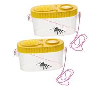 WEKAMOS 2pcs Magnifying Critter Boxes Portable Insect Observation Containers Outdoor Yellow Household Feeding Accessory for Children