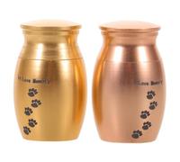 WEKAMOS 2pcs Metal Pet Dog Urns Small Keepsake Cremation Ashes Holder with Paw Print Memorial Box for Hair and Tooth Storage Gold Rose Gold Compact Memorial for Pet Loss