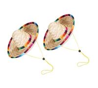 WEKAMOS 2pcs Mexican Dog Hats Fiesta Costume Accessories Lightweight Party Supplies for Puppies and Cats Cinco De Mayo Celebration