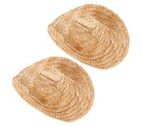 WEKAMOS 2pcs Mini Cowboy Straw Hats for Dolls Pets Stylish Western Costume Accessories for DIY Crafts Photo Props Easy Clean Tiny Decorations for Parties and Creative Displays