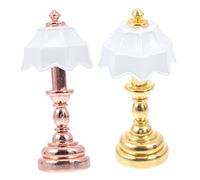 WEKAMOS 2Pcs Miniature Lamp Model Decorative Dollhouse Bedside Lights for Home Mini House Furniture Ornament for Living Room and Bedroom Decor