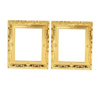 WEKAMOS 2Pcs Miniature Retro Gold Picture Frame Vintage Style for Dollhouse Decor Worlds Smallest Display Accessory Lightweight Safe Material