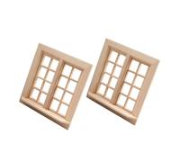 WEKAMOS 2pcs Miniature Wooden Window Frames for Dollhouse Scale Diy Model Accessories for Mini House Decoration and Crafting Fun