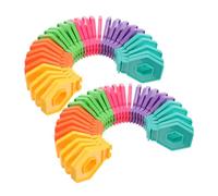 WEKAMOS 2pcs Montessori Stacking Rings Portable Rainbow Colorful Cartoon for Preschool Sensory Cognition Playthings to Develop Fine Motor Skills and Emotional Calm Family Interaction Fun