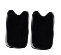 WEKAMOS 2pcs Natural Black Buffalo Horn Gua Sha Scraping Plate for Facial Skin Care Traditional Chinese Therapy Tool with Smooth Edges for Relief and Enhancement
