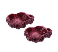 WEKAMOS 2Pcs Natural Stone Style Reptile Dish Feeding and Water Bowl for Gecko Turtle Lizard Snake Terrarium Decoration Nature Colored Durable Pet Feeder for Aquarium and Habitat
