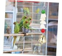 WEKAMOS 2pcs Parrot Chewing Calcium Supplement Cuttlebone Playthings with Beads for Birds and Pets Teeth Grinding and Mood Improvement Random Color