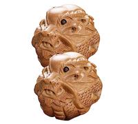 WEKAMOS 2pcs Peach Wood Dragon Phoenix Massage Balls Elderly Hand Exercise Fitness Reusable Wooden Massager Tool for Home Therapy