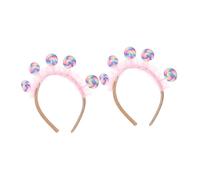 WEKAMOS 2pcs Pink Lollipop Candy Headband for Cute Cartoon Hair Accessories Birthday Party Essential Sweet Hairband for Daily Wear