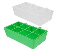 WEKAMOS 2Pcs Plastic Bird Cage Food Bowl Hanging Feeder Spill Feeding Accessory for Parrots Budgies and Small Birds Durable Sturdy Design Easy to Install Green and White