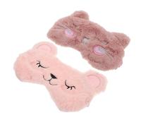 WEKAMOS 2pcs Plush Cartoon Eye Masks for Sleeping Soft Shading Blindfolds with Light Blocking Cute Smile Cat Shy Bear Design Comfortable Sleep Eye Patches for Men Women Relaxation