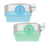 WEKAMOS 2pcs Portable Hamster Cage with Running Wheel and Separate Activity Areas Lightweight Outdoor Carrier for Hamsters Mice Ferrets and Chinchillas Small Animal Play and Travel Cage