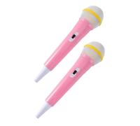 WEKAMOS 2Pcs Portable Microphones Interactive Microphone for Pretend Singing and Stage Performance Pink Simulated Reporter Props