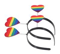 WEKAMOS 2pcs Rainbow Heart Hair Hoop Headband for Women Men Colorful Pride Accessories for Parties Birthday Cosplay Cloth Hairband