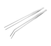 WEKAMOS 2pcs Reptile Feeding Tweezers and Aquarium Tongs Heavy Duty Extra Long 25cm Straight and Curved Tip Stainless Steel Tools for Fish Tank and Terrarium Care