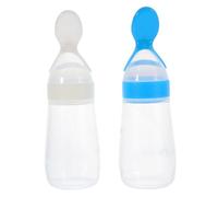 WEKAMOS 2PCS Rice Cereal Feeding Bottles with Food Grade Silicone Squeeze Feeders for Grain and Semi Solid Food Leak Resistant Spoon Design Durable High Temperature Resistant Feeding