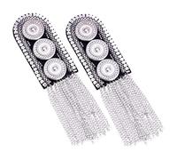 WEKAMOS 2pcs Silver Tassel Chain Epaulet Shoulder Boards Badge Military Costume Uniform Accessories for Men Stylish Durable Suit Decoration