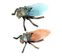 WEKAMOS 2Pcs Simulation Cicadas Model Plastic Insect Figurines Educational Fake Cicadas for Learning and Home Decoration