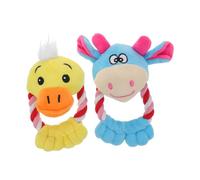 WEKAMOS 2pcs Soft Squeaky Animal Chew for Small Pets Gentle Teething Relief Interactive for Puppies and Kittens Safe Pet Biting for Small and Breeds Yellow Blue