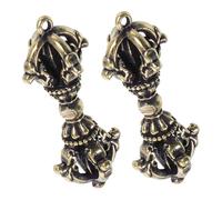 WEKAMOS 2pcs Tibetan Pendant Keychain Old Brass Tibetan Charm Engraved Buddhist Amulet for Home Decor Ethnic Jewelry
