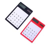 WEKAMOS 2Pcs Touch Screen Calculator Ultra-thin Transparent Solar Calculators Portable and Design for Office and School Use Black and Red Pack