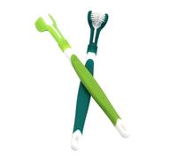 WEKAMOS 2pcs Triple Headed Pet Dog Toothbrush Ergonomic Handle Lightweight Design for Teeth Cleaning and Gum Care Suitable for Puppies and Dogs