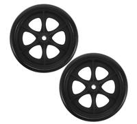 WEKAMOS 2pcs Universal Wheelchair Front Caster Wheels 8 Inch Black Plastic Bearing Replacement for Walker and Manual Wheelchair, Anti-Slip Solid Rubber Front Wheel Assembly Accessories