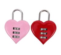 WEKAMOS 2pcs Valentines Heart Shaped Combination Locker Lock for Bright Red and Pink Password Padlocks for Notebook Jewelry Box and Personal Belongings Protection