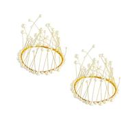 WEKAMOS 2Pcs White Pearl Crown Cake Topper Decoration for Baking Birthday Party Non-Edible Cake Ornaments Suitable for Wedding Shower and Celebration