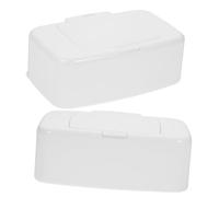 WEKAMOS 2pcs Wipes Dispenser Box with Lid White Plastic Refillable Tissue Storage Container Paper Tissue Holder for Home Bathroom Desktop Use