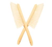 WEKAMOS 2pcs Wood Hand Brush with Soft Bristles for Cleaning Dust and Debris on Lamp Shades and Household Appliances, Easy to Sweep Indoor Outdoor Surfaces, Khaki Colour