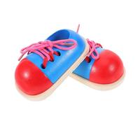 WEKAMOS 2Pcs Wooden Shoe Tying Practice Montessori Educational Lacing Board for Fine Motor Skills Development Tool for Boys and Fun and Interactive Learning Activity