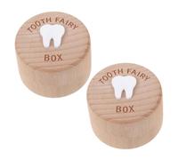 WEKAMOS 2pcs Wooden Tooth Fairy Keepsake Box Tooth Storage Case Lightweight Lost Organizer for Sentimental Milk Memory Chest