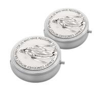 WEKAMOS 2pcs Zinc Alloy Rosary Beads Holder Compact Jewelry Box for First Communion and Confirmation Keepsake Mini Portable Catholic Prayer Beads Case for Daily Devotion and Religious