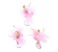 WEKAMOS 3 Sets Ballerina Girl Ornaments Decorations Cake Dancer Birthday Ballerinas Party Supplies Ballet Lovers Statue Party Centerpieces Pink Pvc